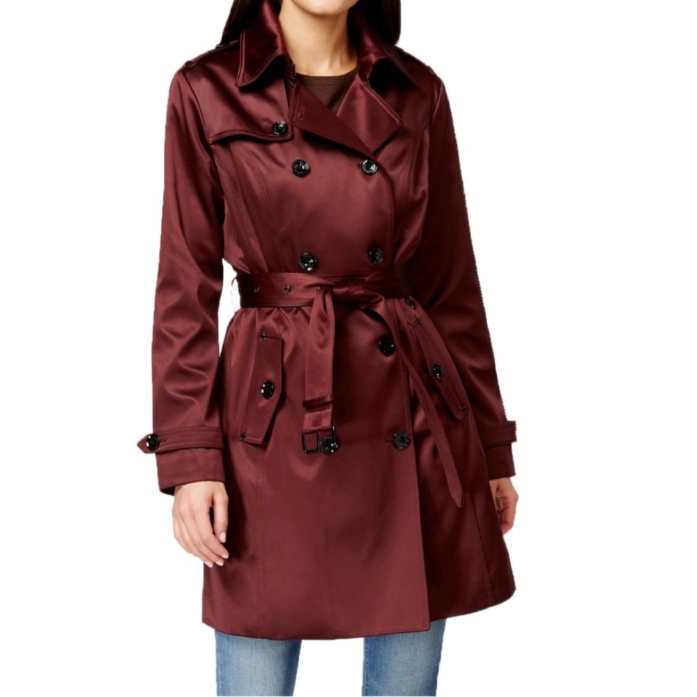 Michael Michael Kors Women's Burgundy Satin Trench